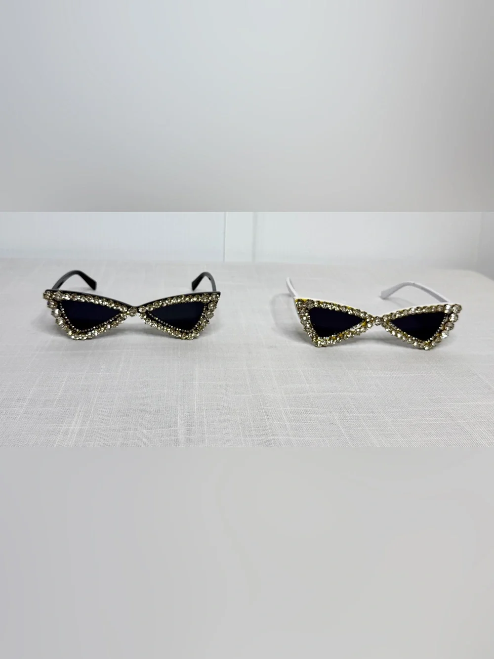 Rhinestone Cat Eye Sunglasses Bundle Black & White Statement Shades - Picture 2 of 9